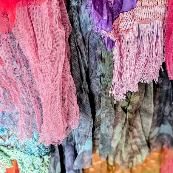 Colorful festival Boho Tulle Gypsy wrap lace Layer floral boho maxi skirt M L XL - Picture 4 of 12